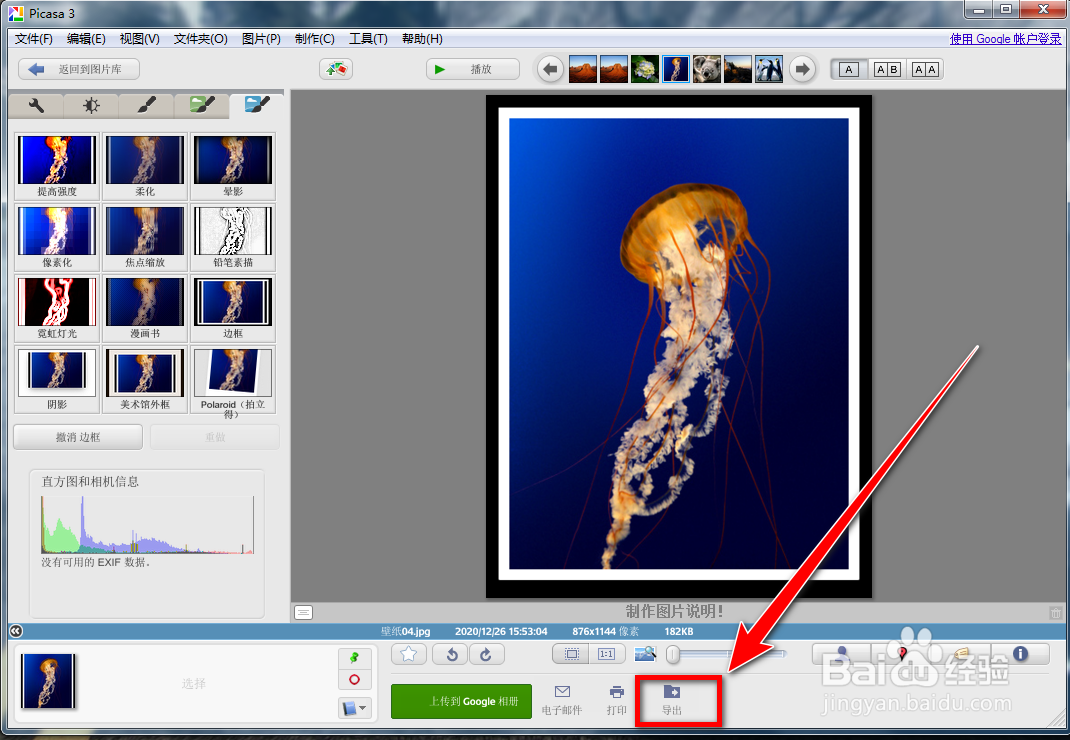 Picasa 3如何给图片添加边框