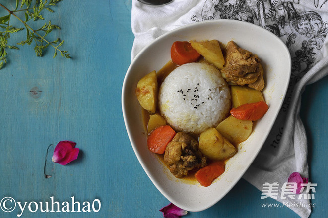 咖喱鸡腿盖浇饭