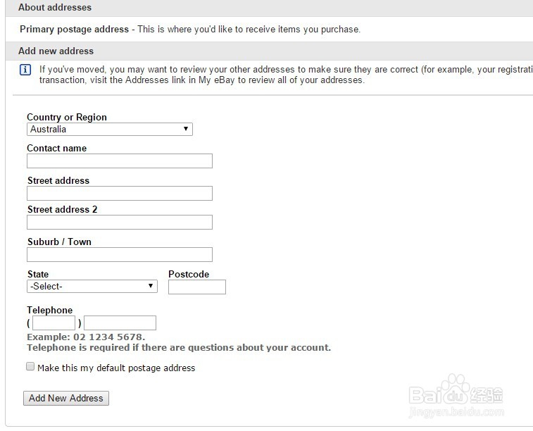 ebay如何设置默认地址