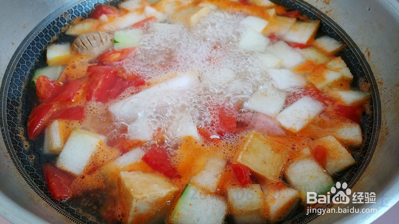 醋椒豆腐茄瓜汤的做法