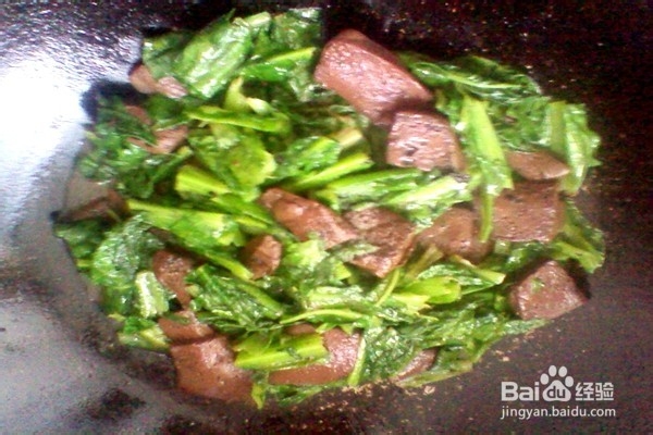 莴苣叶炒猪血------营养美味