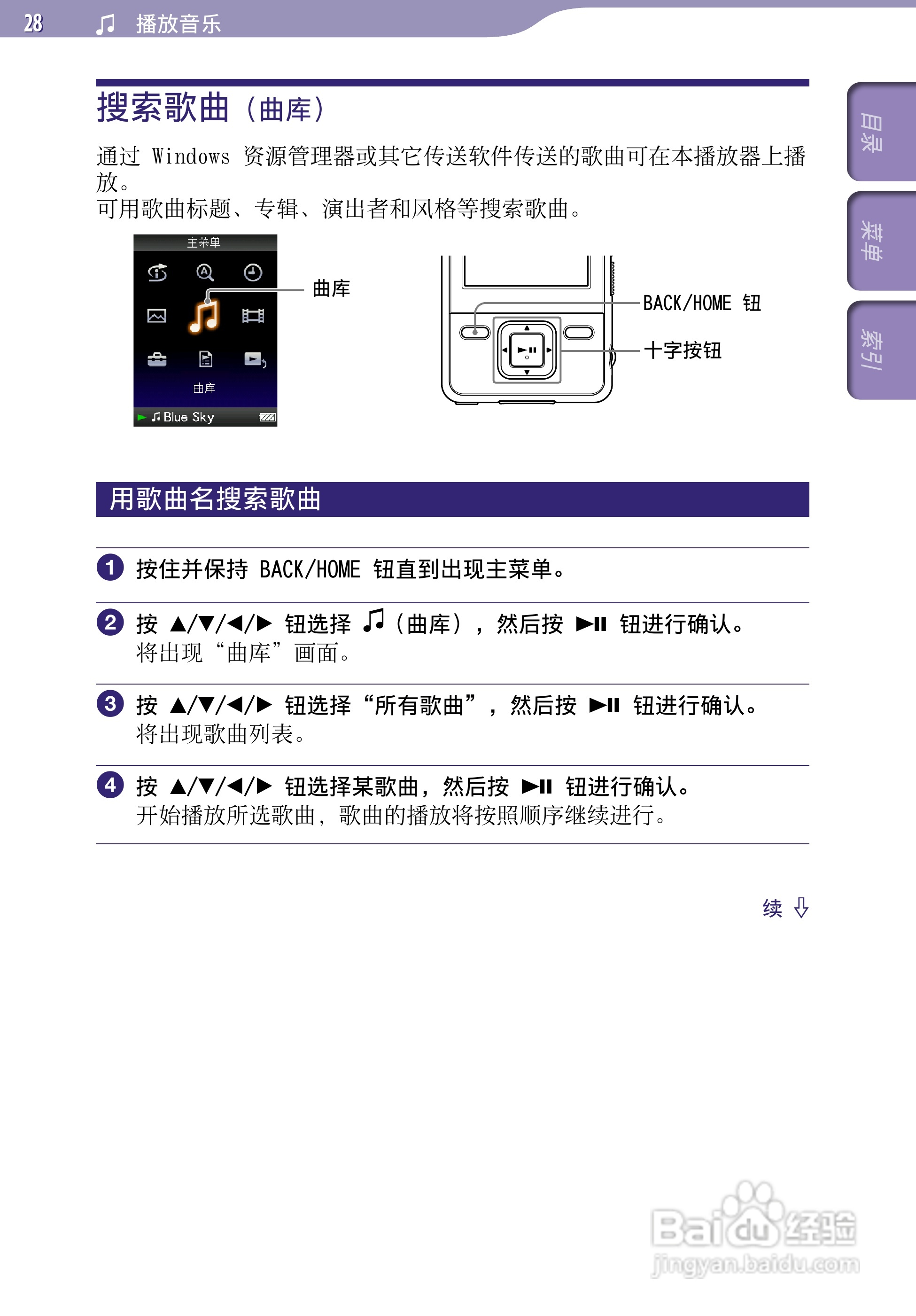 SONY索尼NWZ-A728数码影音使用说明书:[3]