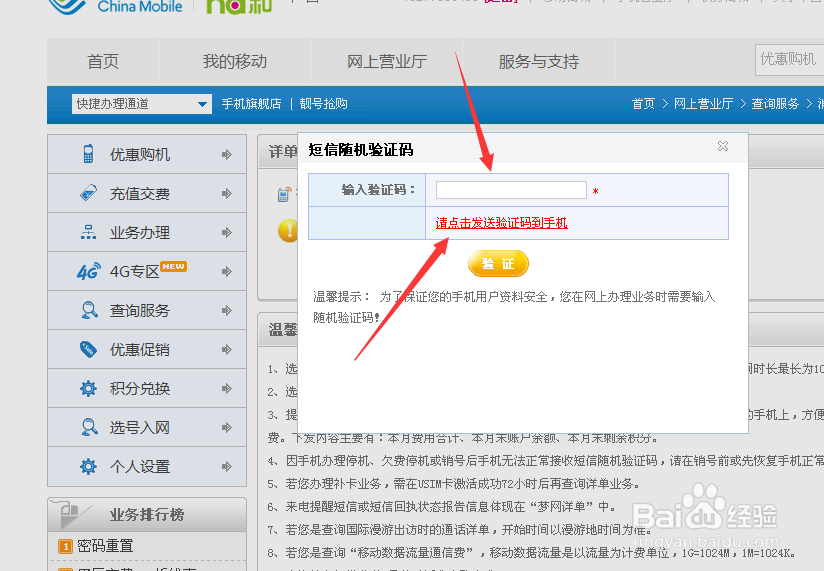 移动怎么查看通话详细单