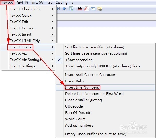Notepad++ 中的插件TextFX