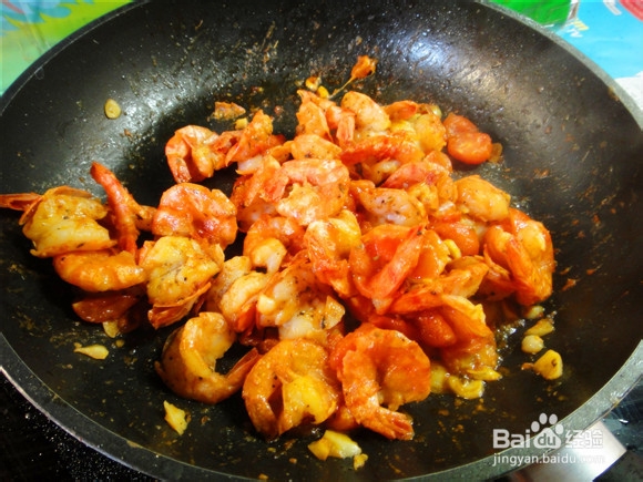 大虎虾圆白菜炒面
