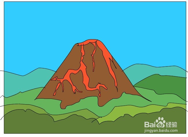 flash绘制一座火山背景