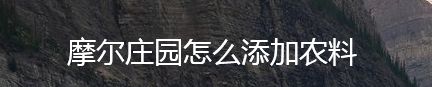摩尔庄园怎么添加农料