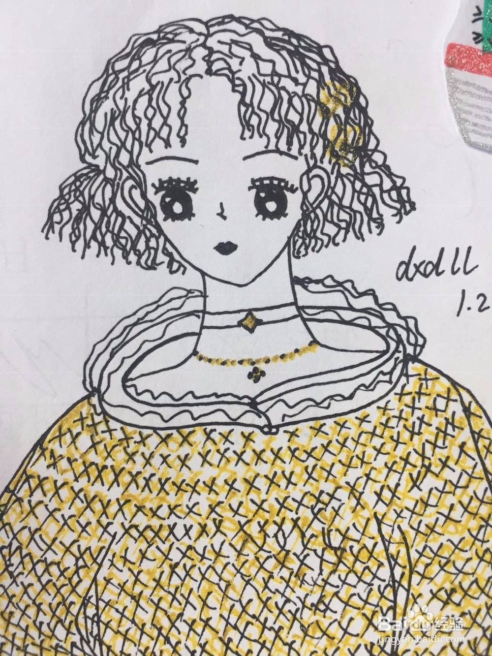 dxdll手绘之穿卫衣的少女