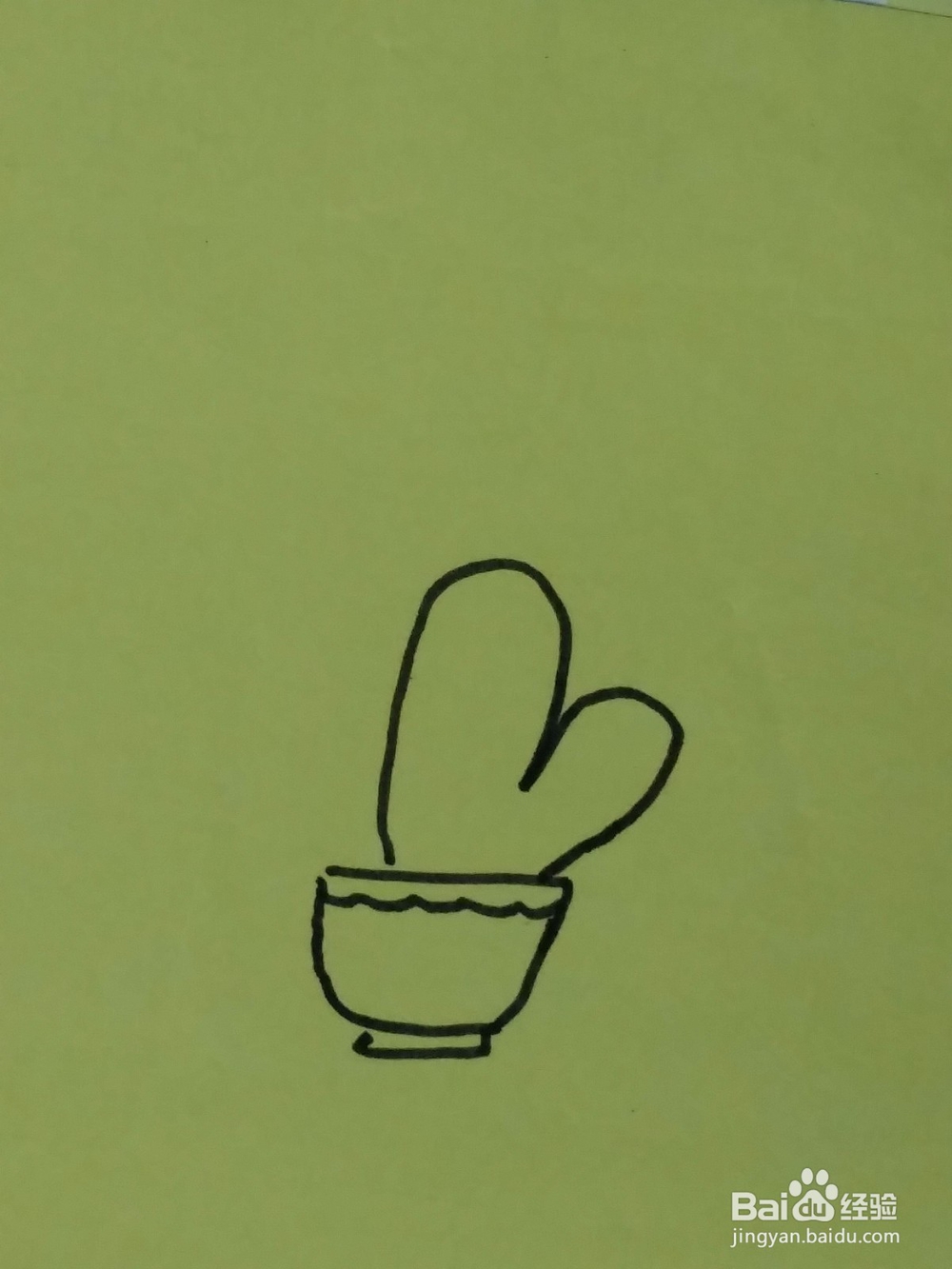 儿童简笔画一盆仙人掌