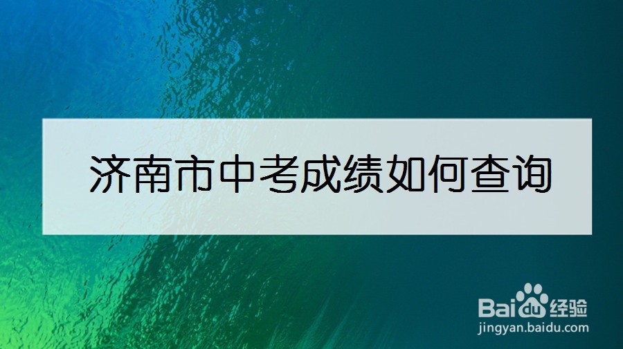济南市中考成绩如何查询