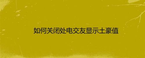 如何关闭处电交友显示土豪值