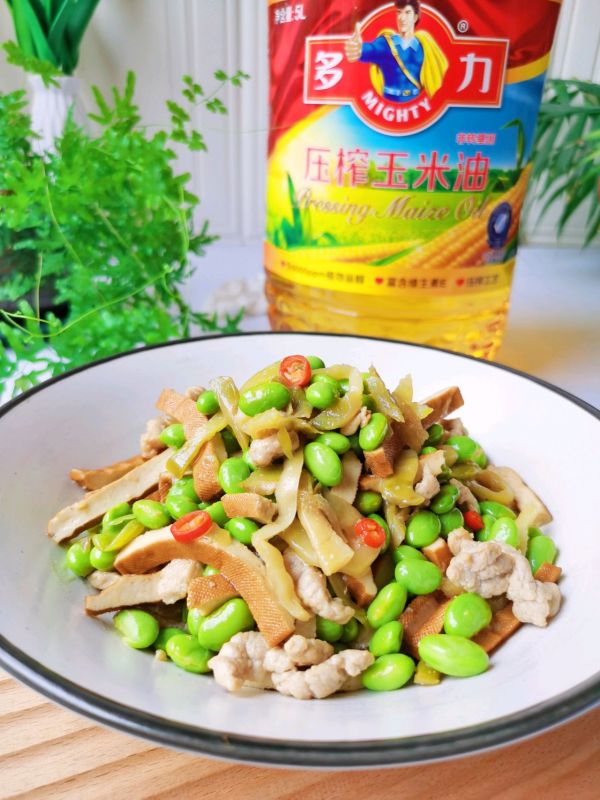 榨菜毛豆炒肉丝