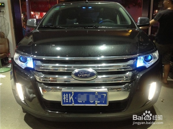 前沿车改福特锐界大灯升级海拉五双光透镜氙气灯