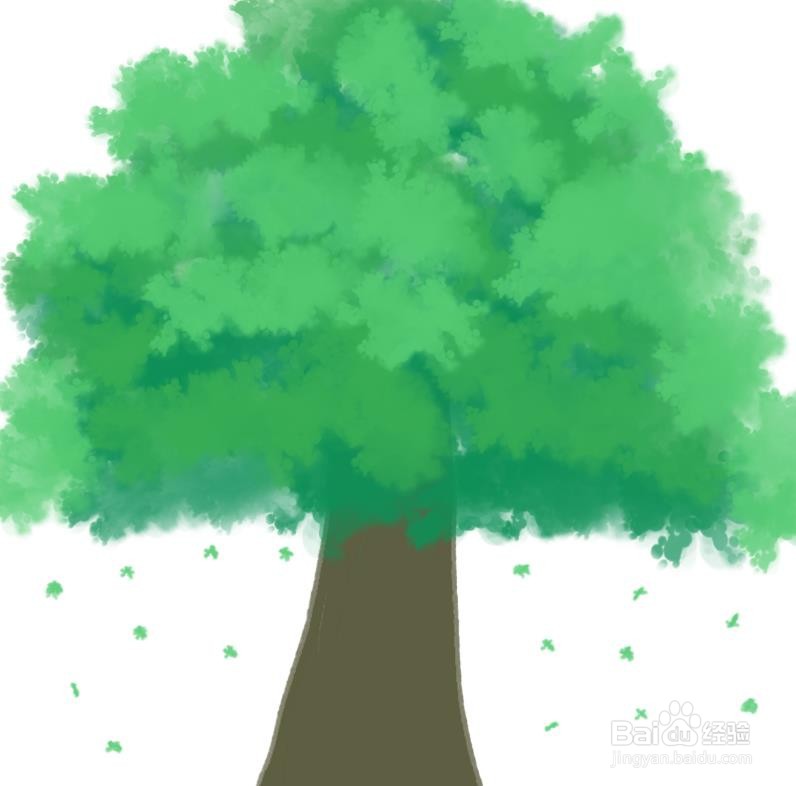 sketchbook怎么画一棵绿色的树