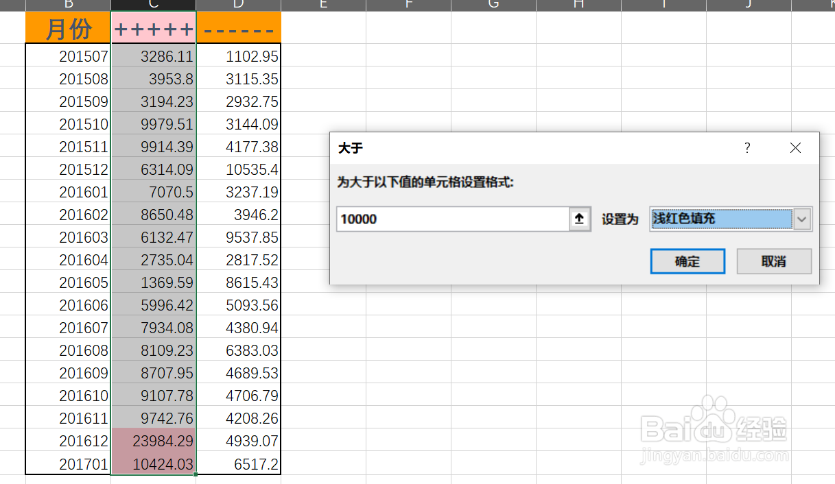 excel中怎么将小于某个值的所有数据突出显示
