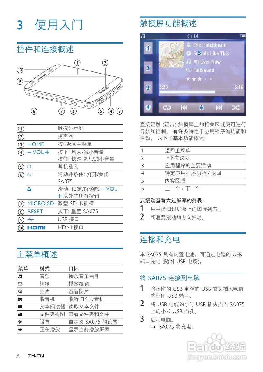 飞利浦SA075108 MP3播放器使用说明书:[1]
