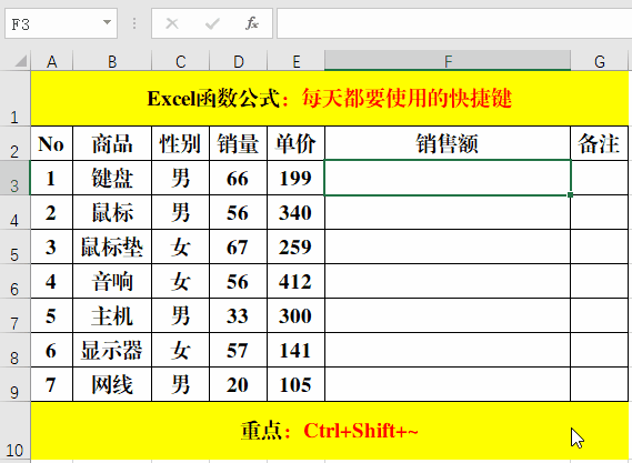 Excel快捷键，每天都要用到，还提高工作效率