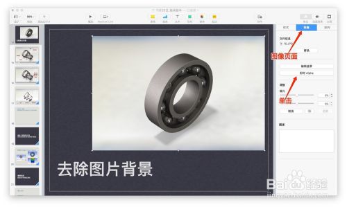 Keynote中如何去除图片背景 百度经验