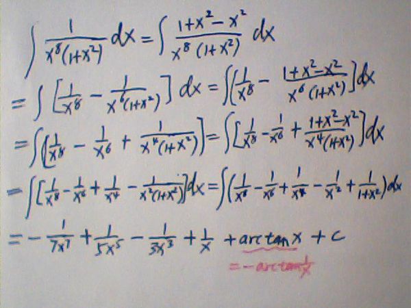 1/x8(1+x2)的不定积分
