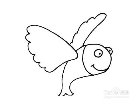 卡通飞鱼的简笔画