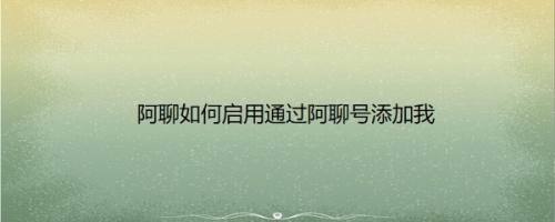 阿聊如何启用通过阿聊号添加我