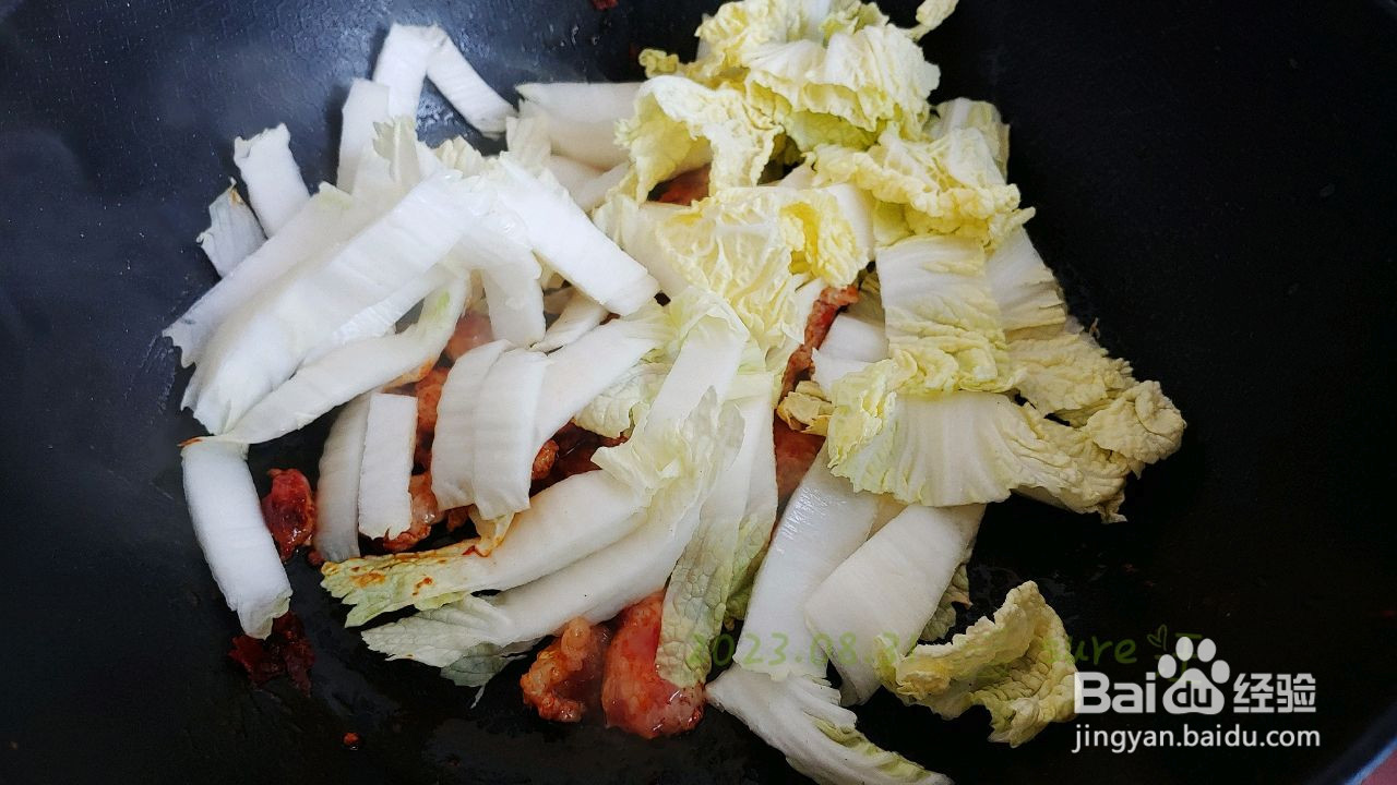 辣肉鸭血烧白菜的做法