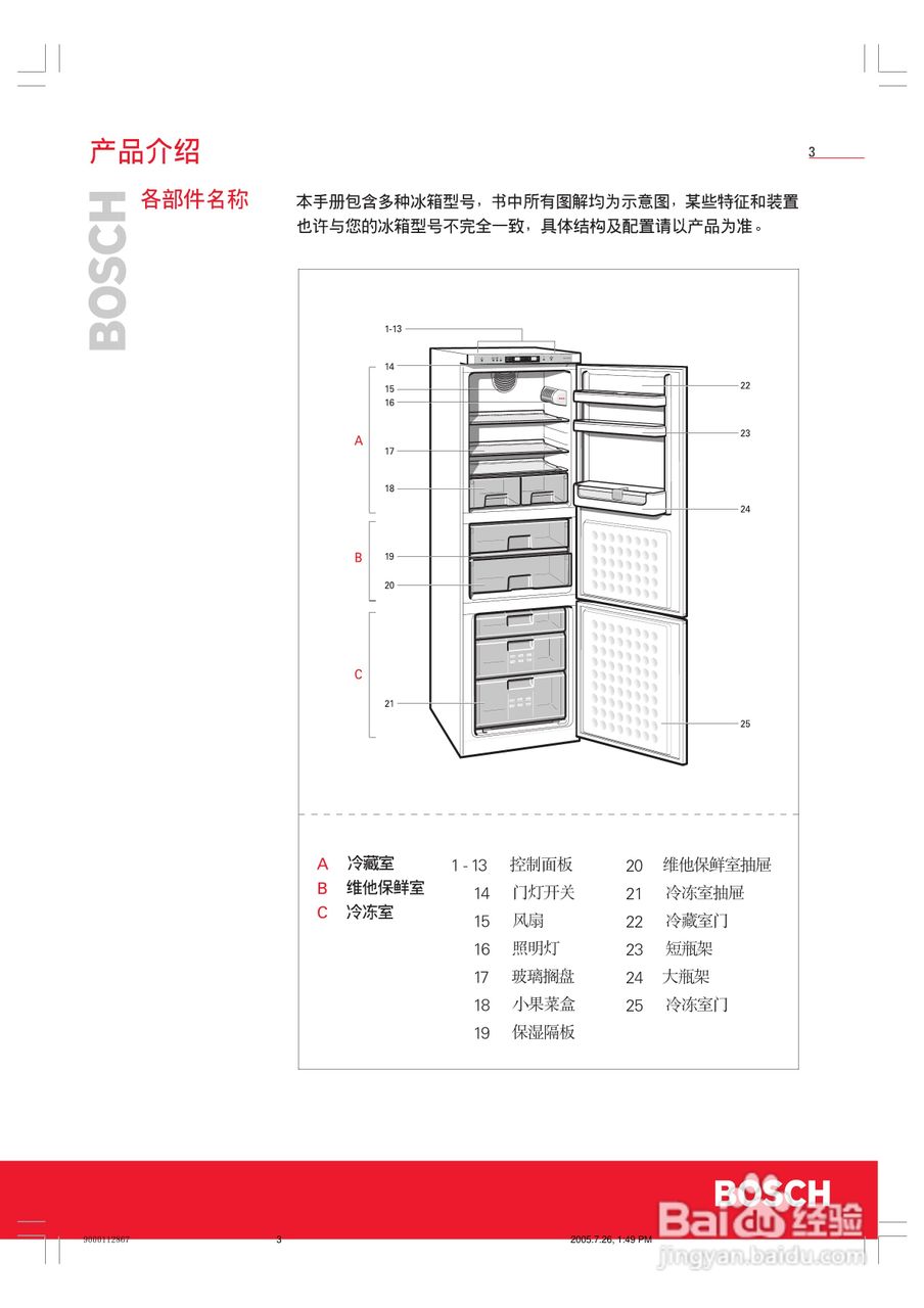 博世KGF25220TI冰箱使用说明书:[1]