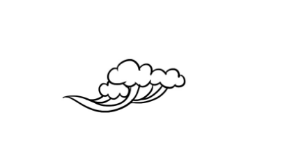 接着用弧线画出海水涌动的线条,注意线条弧度