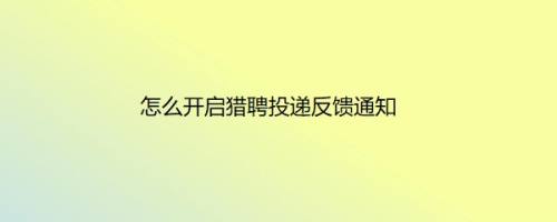 怎么开启猎聘投递反馈通知