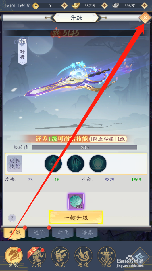 九州八荒录如何进行坐骑升级