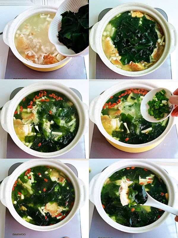 裙带菜鸡蛋海鲜菇汤