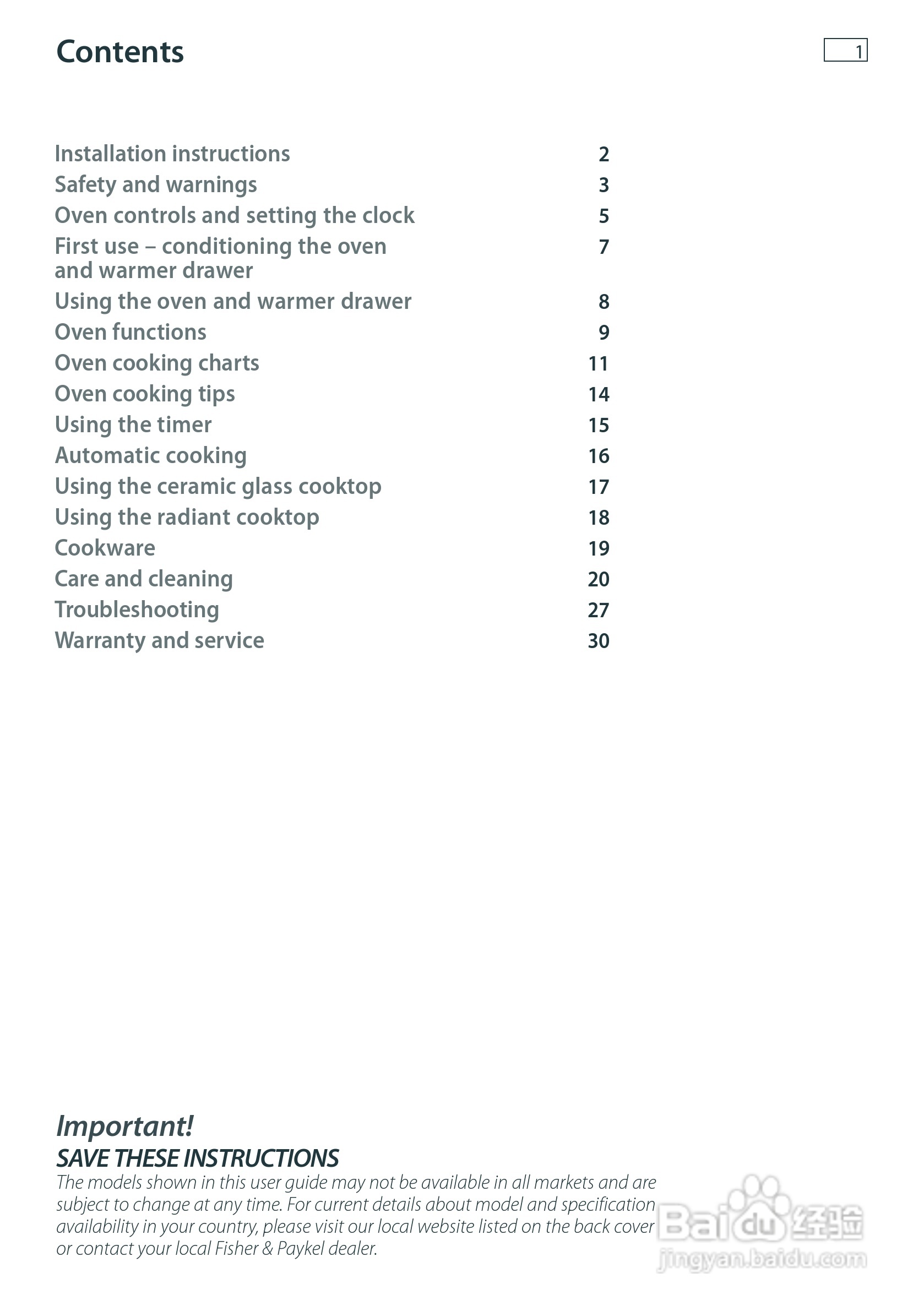 斐雪派克OR61S8CEWSW2多功能电炉说明书:[1]