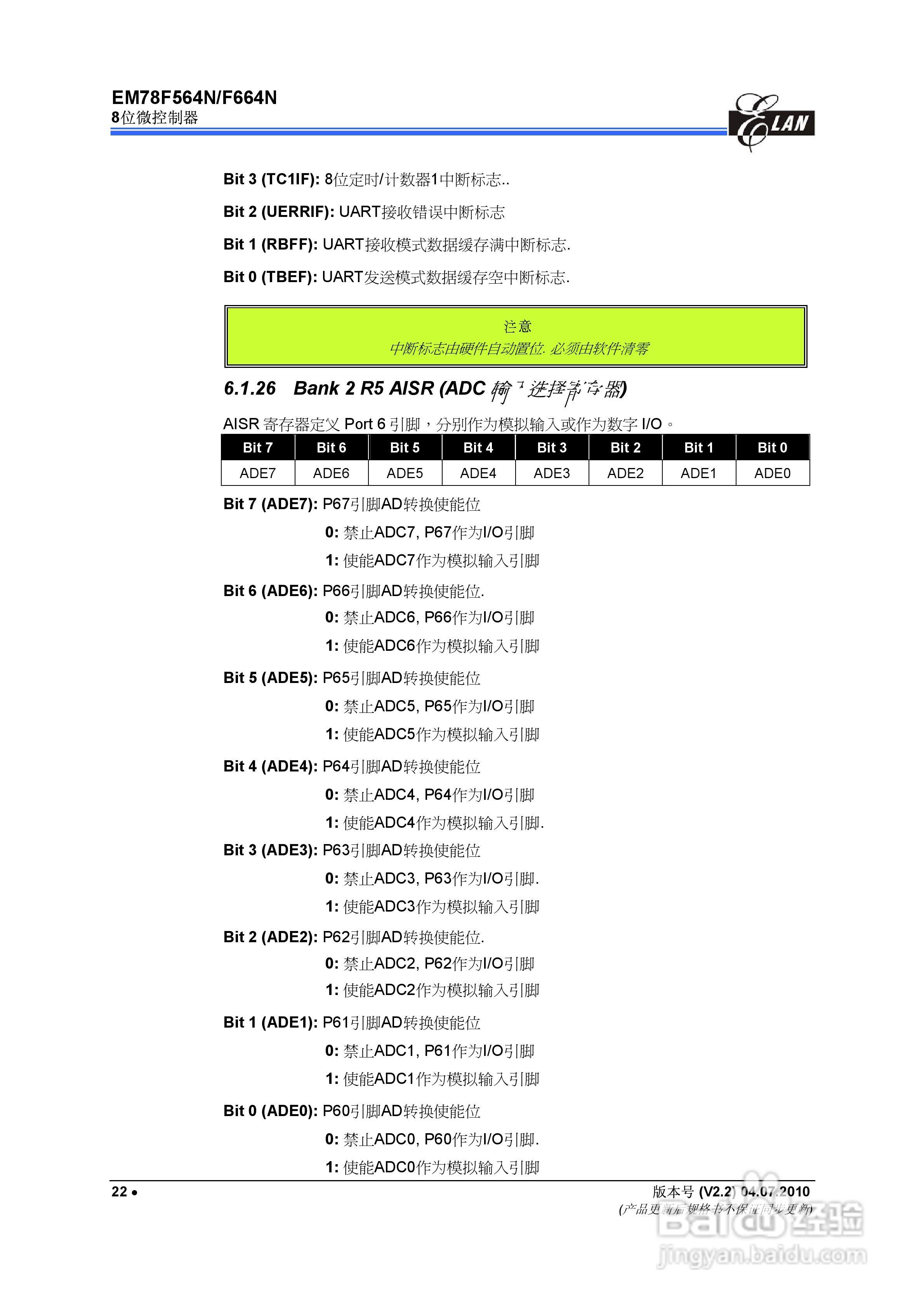 EM78F564N/F664N 8位微控制器说明书:[3]