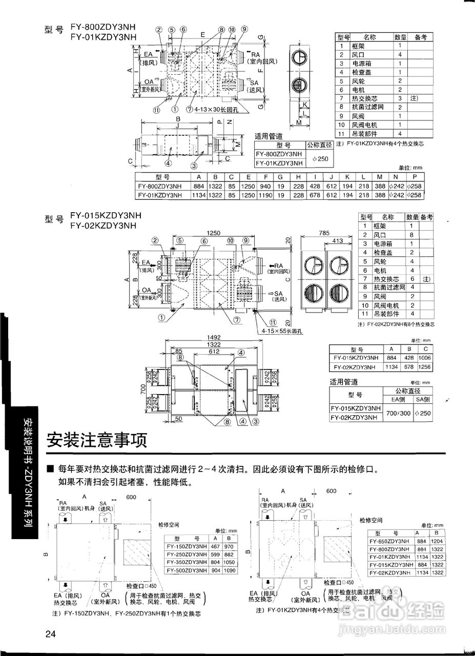松下FY-015KZDY3NH全热交换器说明书:[3]