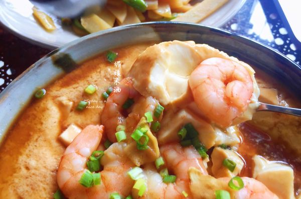 虾仁鸡蛋蒸豆腐
