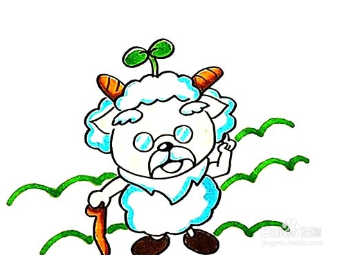 手绘简笔画之慢羊羊的画法