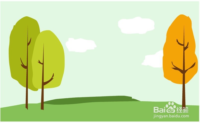 flash绘制秋天的树木背景
