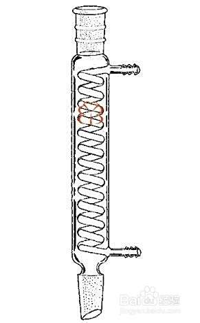 蛇形冷凝管 用于有机制备的回流,适用于沸点较低的液体,做垂直式的